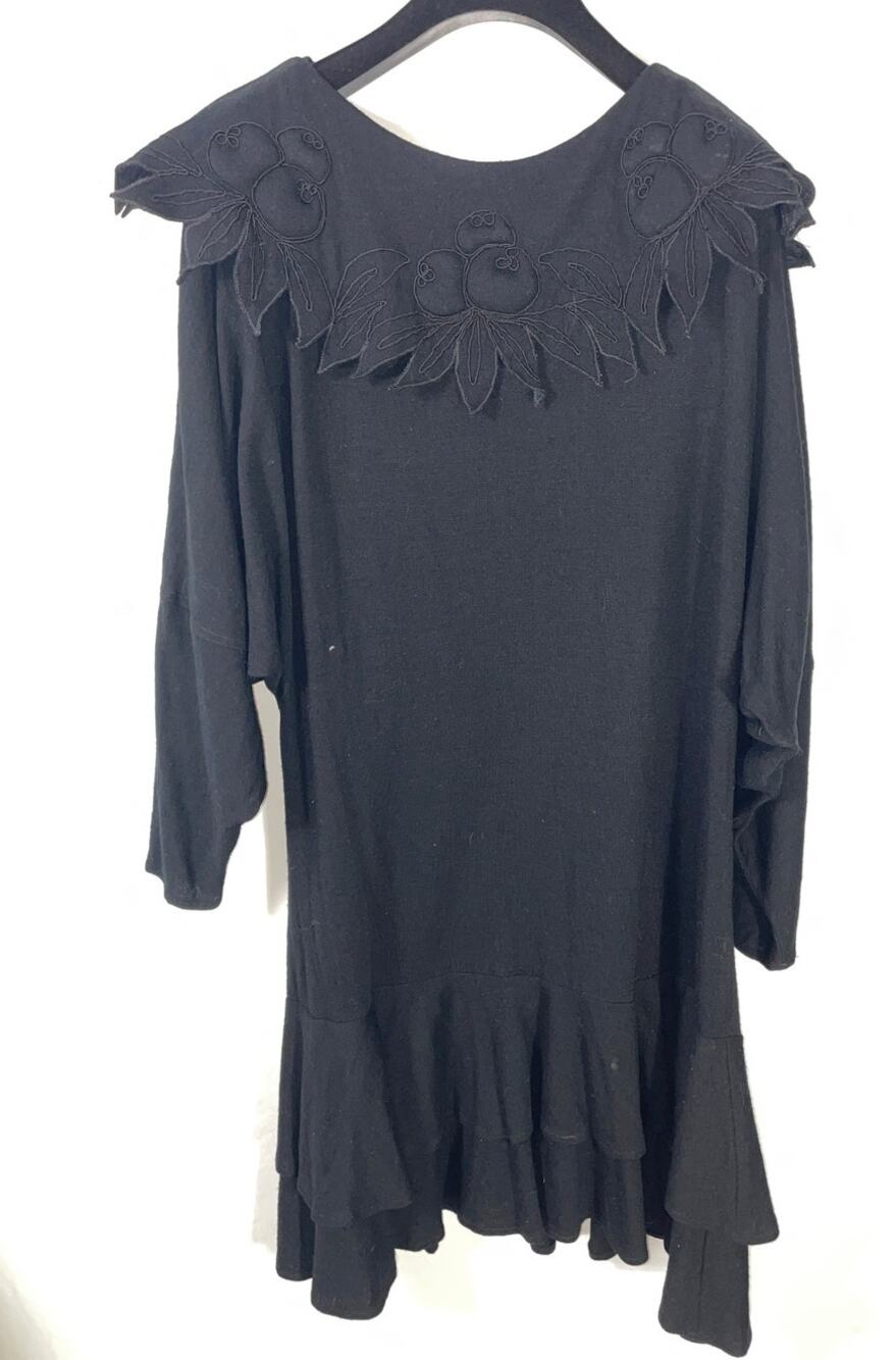 Vintage CeeGee by Sue Wong Wool Dress - Women's Size 12 - Decorative Collar